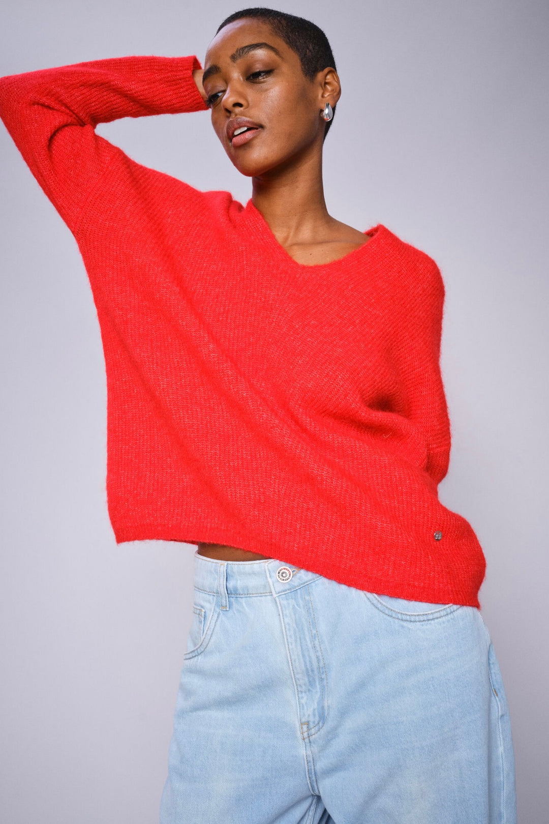 トップス YANYAN ROMY MICROSTRIPE MINI DORESS Mos Mosh Strik | Chinese Red | MMThora V-Neck Knit – Lisen.dk