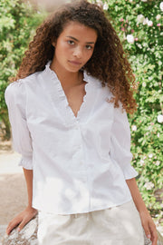 Briony C Poplin Blouse | White | Bluse fra Neo Noir