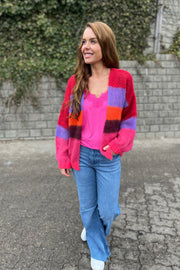 Ruby Cardigan Multistriped | Ruby Pink Stripe | Strik fra Black Colour