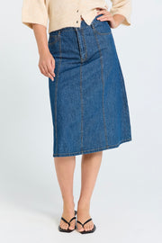 Lisea Skirt 207772 | Medium Blue Denim | Nederdel fra Freequent