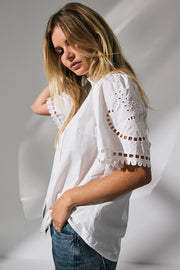 Kellise Embroidery SS Shirt | Top fra Co'couture