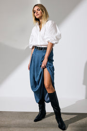 Anya Denim Pleat Skirt 34181 | Denim blue | Nederdel fra Co'couture