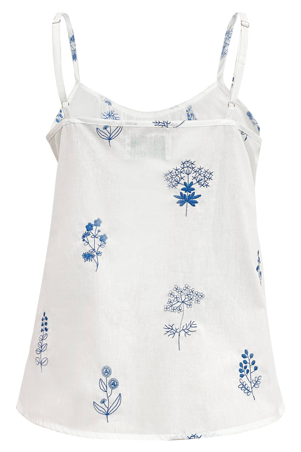 Camilla Strap Top | White Blue Flower | Top fra Liberté