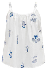 Camilla Strap Top | White Blue Flower | Top fra Liberté