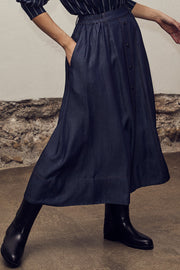 Titus Button Skirt 34160 | Dark Denim | Nederdel fra Co'couture