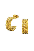 Three Line Bar Diamond Cut Ear Studs GD | Øreringe fra Birdsong