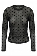 Polka Dot Mesh | Black | Tops fra Avery