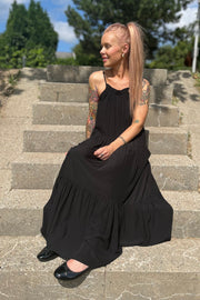 Sunrise Greece Strap Dress | Black | Kjole fra Co'couture