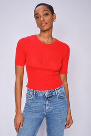 Bouch Rib SS Knit  | Chinese Red | Strik fra Mos Mosh