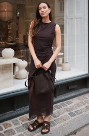 Marlise Mesh Skirt | Dark Brown | Nederdel fra Neo Noir