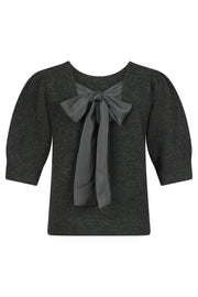 Martha Bow Knit Tee 162941 | Antracit | Strik fra Neo Noir