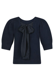 Martha Bow Knit Tee 162941 | Navy | Strik fra Neo Noir