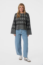 Kick Check Knit Blouse | Antracit | Strik fra Neo Noir