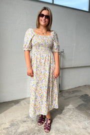 Gro Dress | Green Multi Flower | Kjole fra Liberté