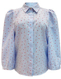 Flora Ss Blouse | Blue Stripe Red Heart | Bluse fra Liberté