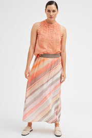 Gabi long skirt 52557 | Multi Diagonal Stripes Print | Nederdele fra Gustav