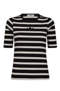Granny Rib Emb SS T-shirt 33206 | OffWhite-Black | T-Shirt fra Co'couture