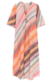 Hali long dress 52531 | Multi Diagonal Stripes Print | Kjole fra Gustav