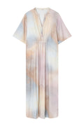 Hali Long Dress | Beige w. Light Blue | Kjoler fra Gustav