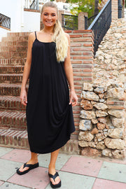 Alma Long Strap Dress | Black | Kjole fra Liberté