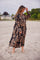 Wisteria Print Dress | Black Leaves