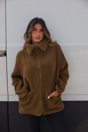Bamie Teddy Zip | Army | Jakke fra French Laundry
