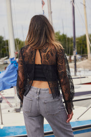 Floral Emb Lace Blouse | Blonde bluse fra Avery