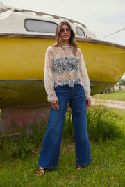 Floral Emb Lace Blouse | Blonde bluse fra Avery