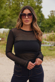 Nola Mesh | Black Dot | Mesh bluse fra Statebird