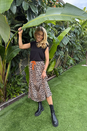 Alma Loose Skirt | Lux Leo X Neon Orange | Nederdel fra Liberté