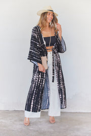 Kauai Kimono | Black/White Tiedye | Kimono fra Statebird