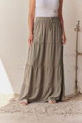 Eli Saa Solid Long Skirt | Khaki | Rock von Atelier C