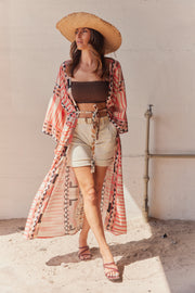 Kailani | Orange Print | Kimono fra Statebird