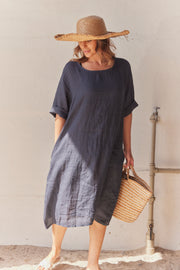 Pure Linen Dress | Navy | Kjole fra Atelier C