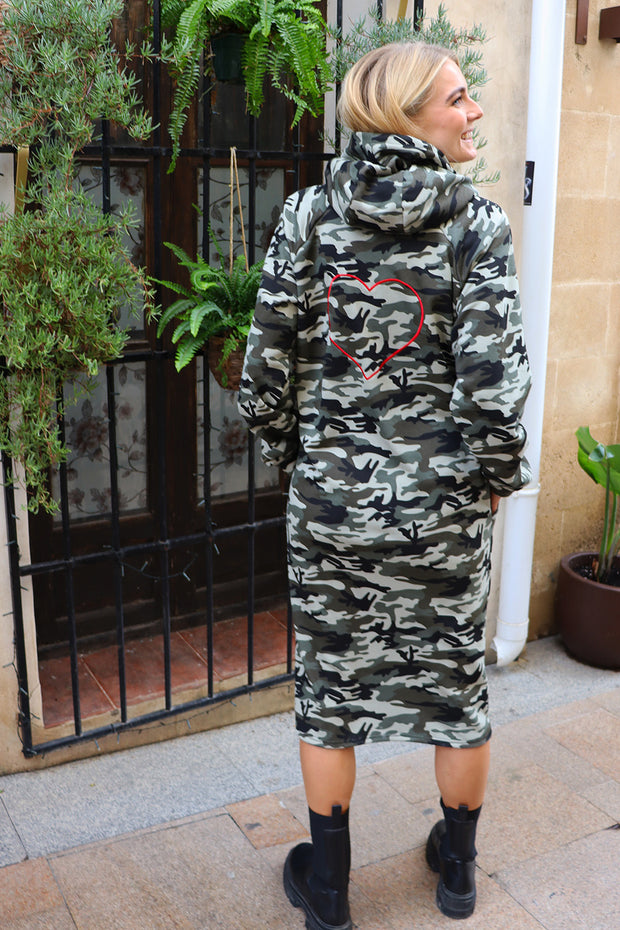 Sue Long Hoodie Dress | Camo | Kjole fra Liberté