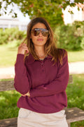 Mauda Polo Knit | Burgundy