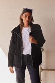 Bamie Teddy Zip | Sort | Jakke fra French Laundry