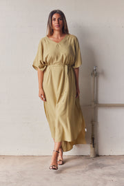 Pacific Dress | Army | Oversize kjole med bindebånd fra Statebird