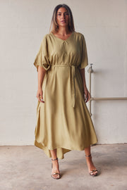 Pacific Dress | Army | Oversize kjole med bindebånd fra Statebird