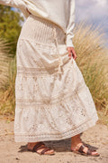 Embroidered Long Legends Skirt | Beige – nedsat