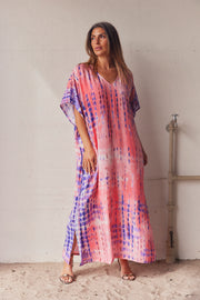 Serengeti Sun Dress | Rose | Tiedye Kaftan kjole fra Statebird