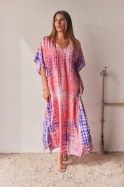 Serengeti Sun Dress | Rose | Tiedye Kaftan kjole fra Statebird