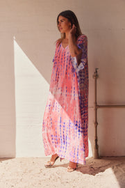 Serengeti Sun Dress | Rose | Tiedye Kaftan kjole fra Statebird