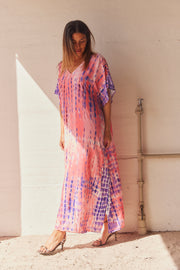 Serengeti Sun Dress | Rose | Tiedye Kaftan kjole fra Statebird