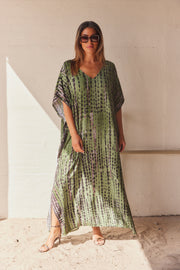 Serengeti Sun Dress | Army | Tiedye Kaftan kjole fra Statebird
