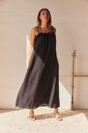 Leopard strap dress | Sort | Kjole fra Avery