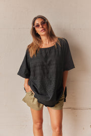 Marie Broderie Anglaise Top | Black | Bluse fra Atelier C