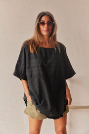 Marie Broderie Anglaise Top | Black | Bluse fra Atelier C