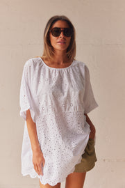 Marie Broderie Anglaise Top | White | Bluse fra Atelier C