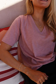Ulla Ss Vneck Tshirt | Dusty Rose | T-Shirt fra Liberté